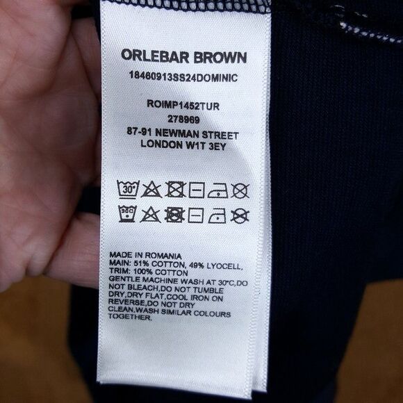 ORLEBAR BROWN Polo Shirt Mens XL Blue Cotton DOMINIC BORDER STRIPE $295 - Picture 6 of 9